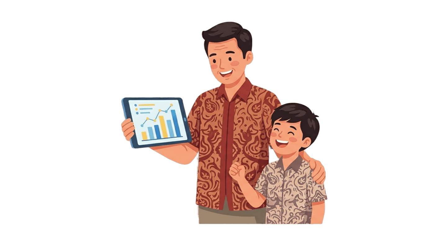 Orang tua memantau perkembangan belajar anak melalui laporan Privat Iqro